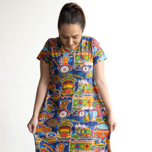 Postcard Cotton Knit A-Line Dress by Orientique Australia - Dilli - 30195