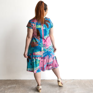 Postcard Cotton Knit A-line Dress by Orientique Australia - Marakesh - 20152M