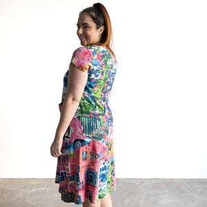 Postcard Cotton Knit A-line Dress by Orientique Australia - Scooter - 20152S