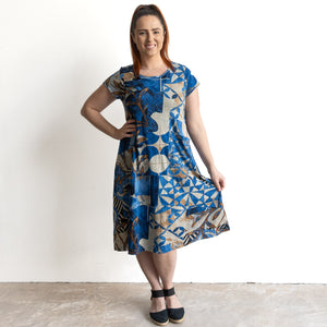 Postcard Cotton Knit A-line Dress by Orientique Australia - Wyndham - 20147