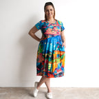 Postcard Cotton Knit Dress - French Restaurant - 21880F