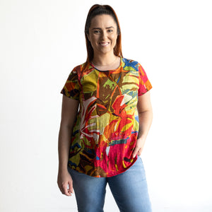 Postcard T-Shirt by Orientique Australia - Leaves Red - 23097LR