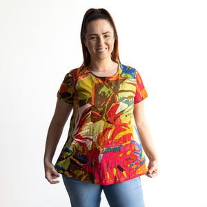 Postcard T-Shirt by Orientique Australia - Leaves Red - 23097LR