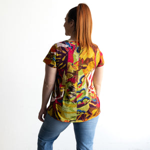 Postcard T-Shirt by Orientique Australia - Leaves Red - 23097LR