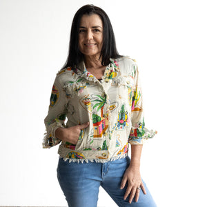 Raw Edge Summer Jacket by Orientique Australia - Guatemala Natural - 32439