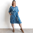 Ready To Go Cotton Dress - Mono Jungle Blue