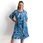 Ready To Go Cotton Dress - Mono Jungle Blue
