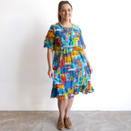 Ready To Go Cotton Dress - Painted Palms