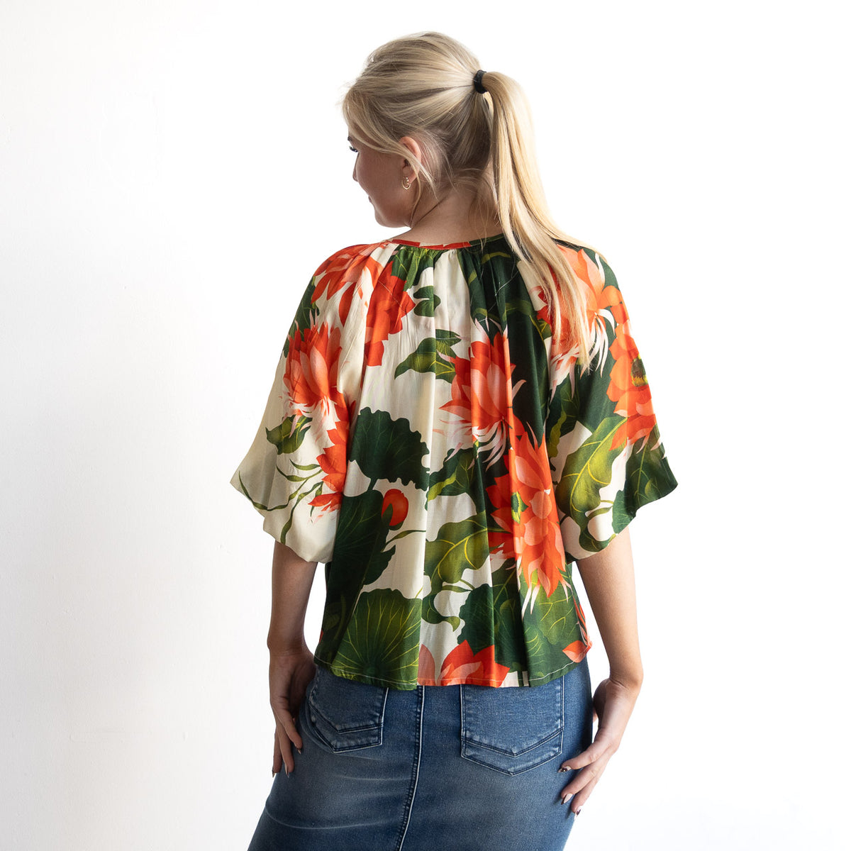 Resort Bird Blouse - Camila - 32539