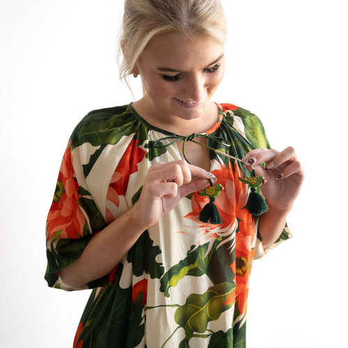 Resort Bird Blouse - Camila - 32539