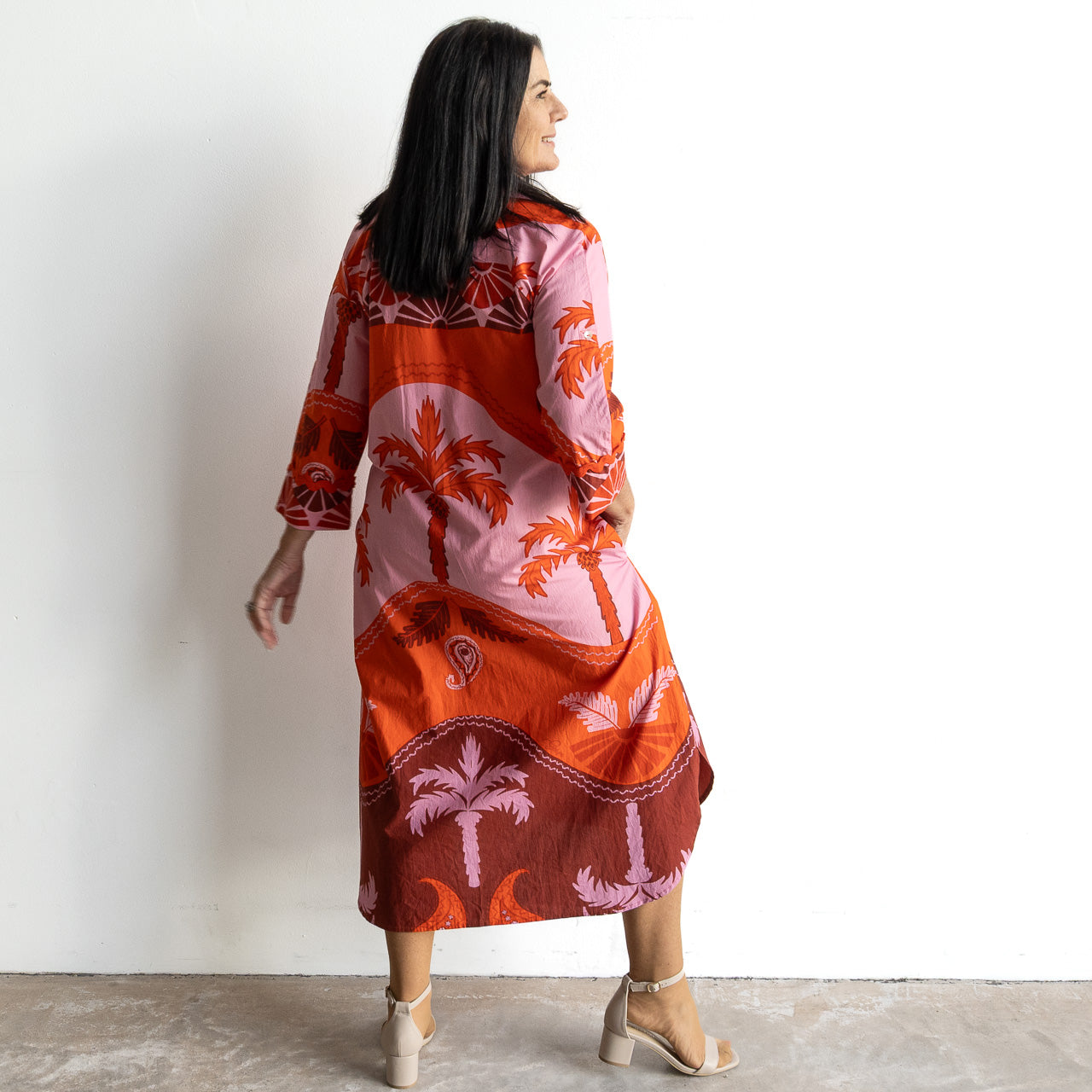 Resort Cotton Shirt Dress by Escape - Celeste Orange - 30144