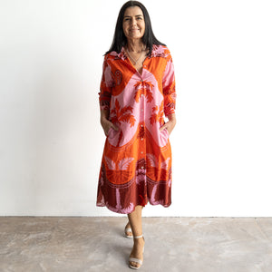 Resort Cotton Shirt Dress by Escape - Celeste Orange - 30144