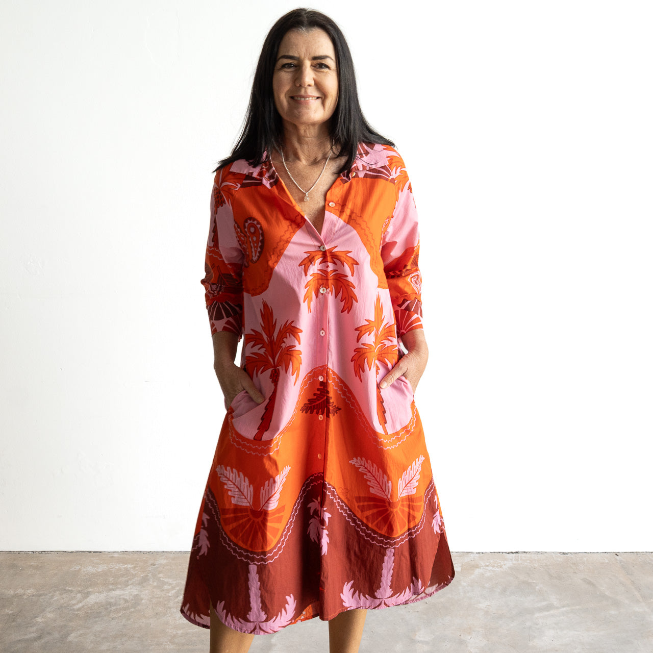 Resort Cotton Shirt Dress by Escape - Celeste Orange - 30144