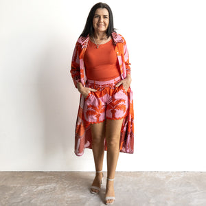Ric-rac Cotton Shorts by Escape - Celeste Orange - 36011