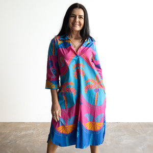 Resort Cotton Shirt Dress by Escape - Celeste Blue - 30147