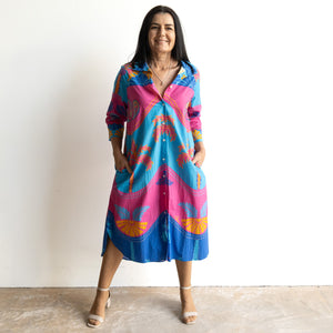 Resort Cotton Shirt Dress by Escape - Celeste Blue - 30147