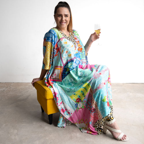 Resort Kaftan Maxi Dress - Collage - 82004