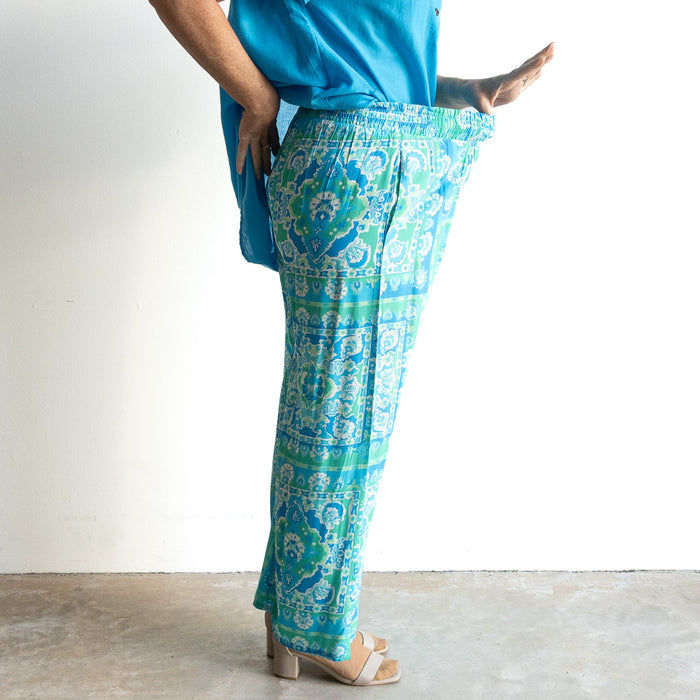 Resort Lounge Pant by Orientique Australia - Montevideo Aqua - 16008