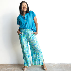 Resort Lounge Pant by Orientique Australia - Montevideo Aqua - 16008