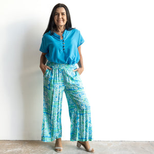 Resort Lounge Pant by Orientique Australia - Montevideo Aqua - 16008