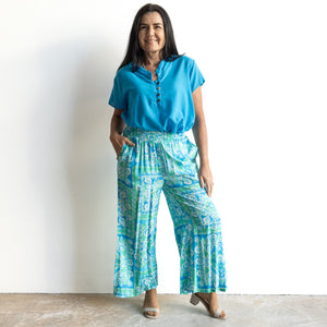 Resort Lounge Pant by Orientique Australia - Montevideo Aqua - 16008