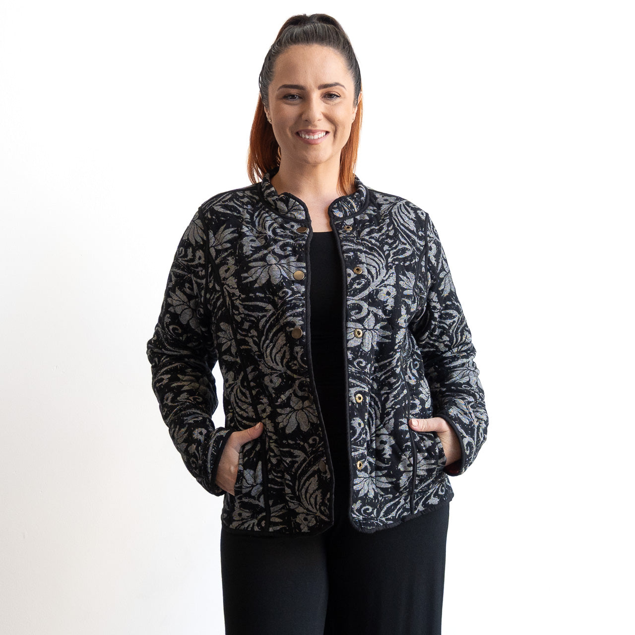 Reversible Quilted Press Stud Jacket by Orientique - Giza - 23102