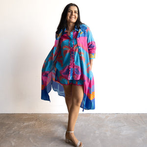 Resort Cotton Shirt Dress by Escape - Celeste Blue - 30147