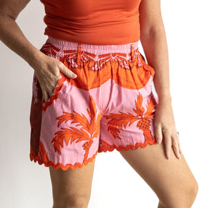 Ric-rac Cotton Shorts by Escape - Celeste Orange - 36011