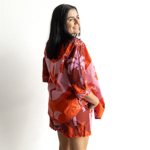 Ric-rac Cotton Shirt by Escape - Celeste Orange - 32429