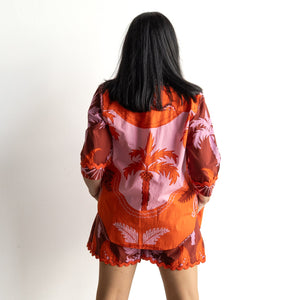 Ric-rac Cotton Shirt by Escape - Celeste Orange - 32429
