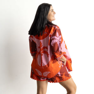 Ric-rac Cotton Shirt by Escape - Celeste Orange - 32429