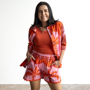 Ric-rac Cotton Shorts by Escape - Celeste Orange - 36011