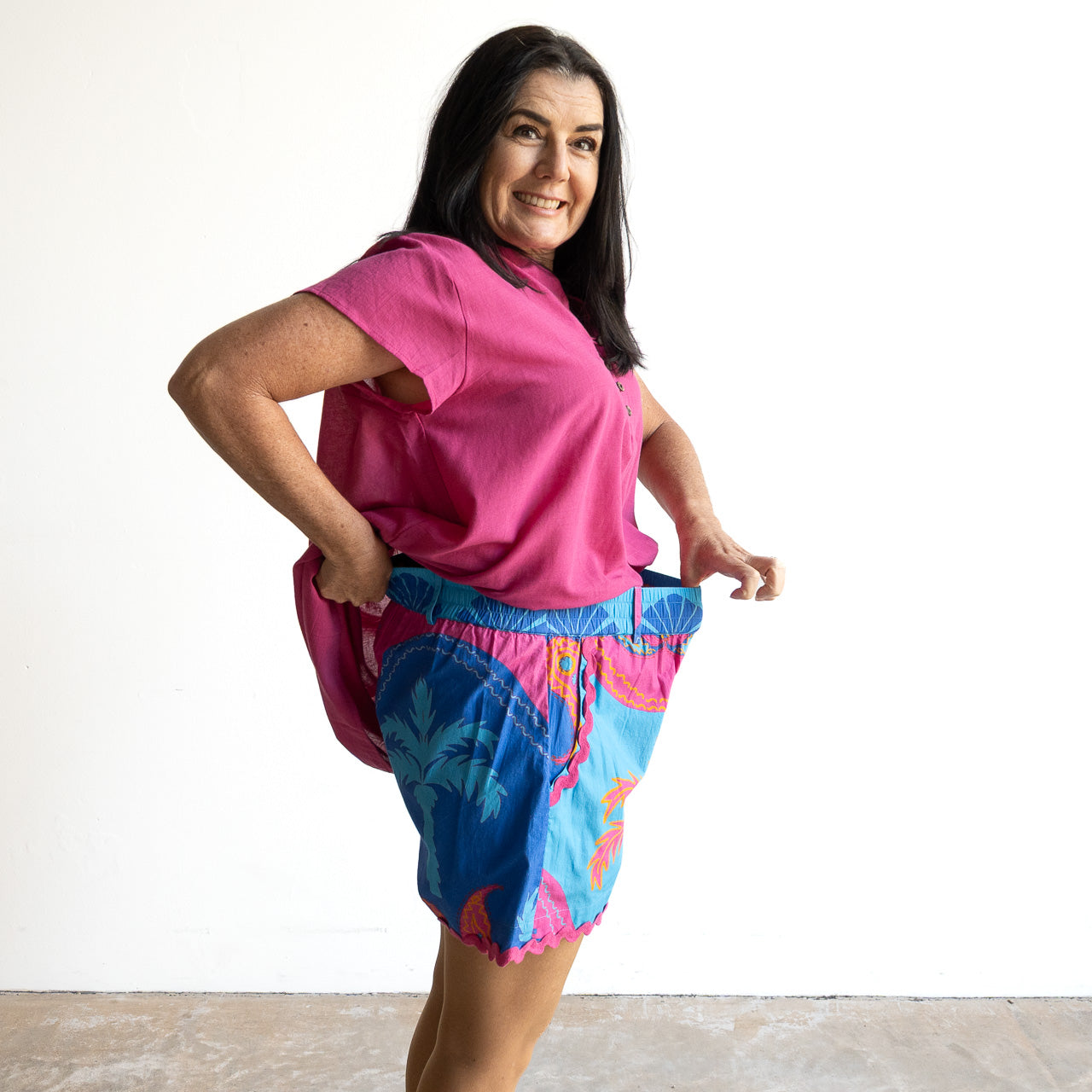 Ric-rac Cotton Shorts by Escape - Celeste Blue - 36012