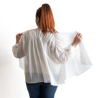 Ruched Cotton Button-through Blouse
