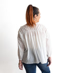 Ruched Cotton Button-through Blouse