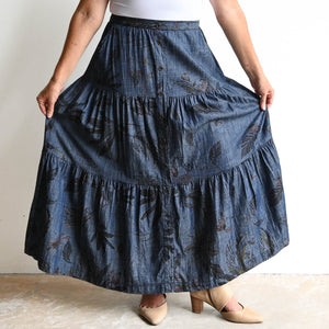 Chambray Layer Midi Skirt by Orientique Australia - Shaumann - 2569