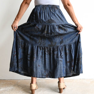 Chambray Layer Midi Skirt by Orientique Australia - Shaumann - 2569