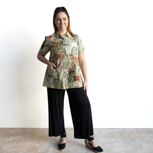 Short Sleeve Pocket Shirt by Orientique Australia - Lima Olive - 23073