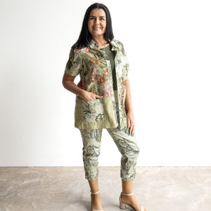 Short Sleeve Pocket Shirt by Orientique Australia - Lima Olive - 23073