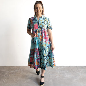 Short Sleeve Shirt Dress by Orientique Australia - Ikebana - 20141