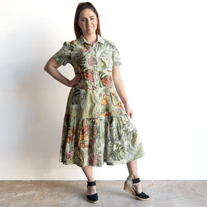 Short Sleeve Shirt Dress by Orientique Australia - Lima Olive - 20107