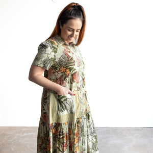 Short Sleeve Shirt Dress by Orientique Australia - Lima Olive - 20107