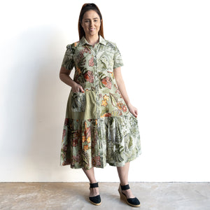 Short Sleeve Shirt Dress by Orientique Australia - Lima Olive - 20107