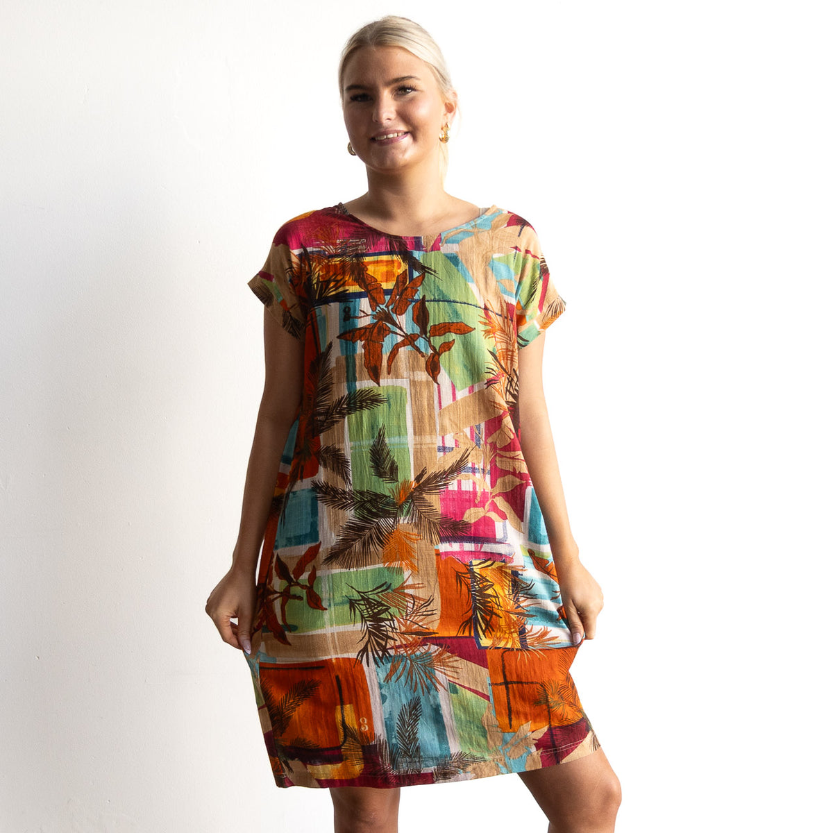 Short Sleeve Tunic Dress - Perpignan - 71007