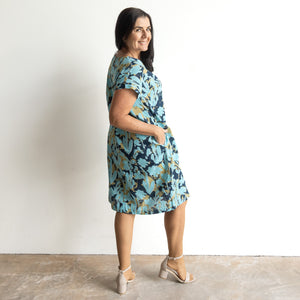 Short Sleeve Tunic Dress by Orientique Australia - Ikebana - 20139