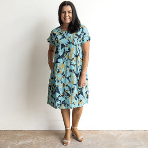 Short Sleeve Tunic Dress by Orientique Australia - Ikebana - 20139
