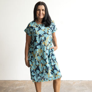 Short Sleeve Tunic Dress by Orientique Australia - Ikebana - 20139