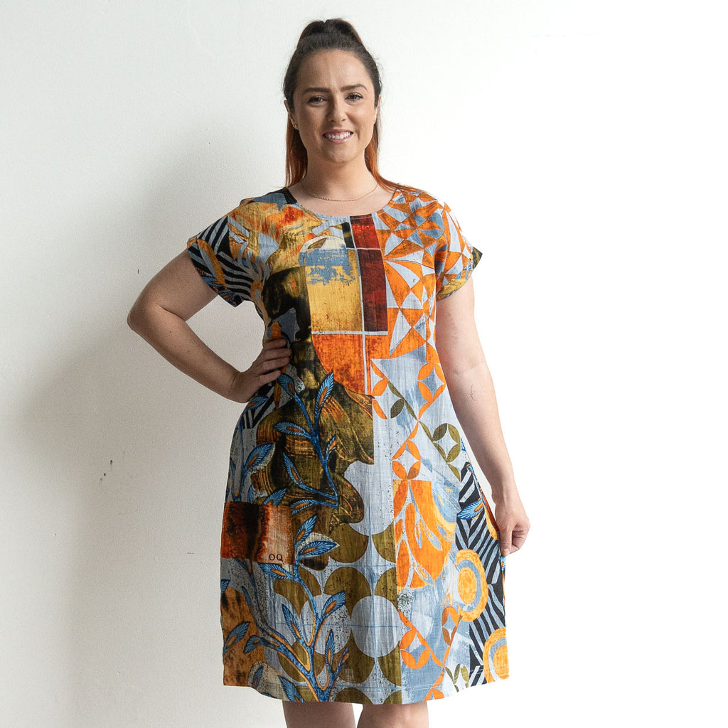 Short Sleeve Tunic Dress by Orientique Australia - Wyndham - 20145