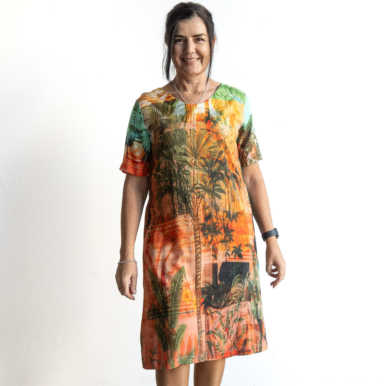 Silky Shift Dress by Orientique Australia - Vintage Tropical - 71604
