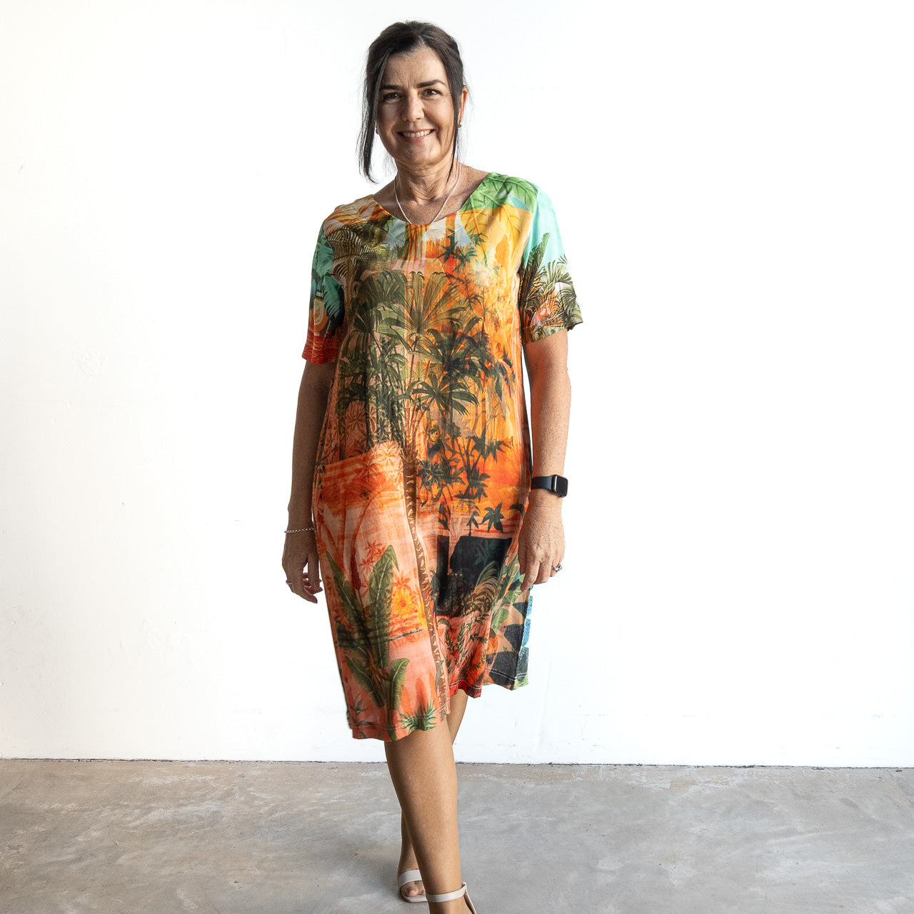 Silky Shift Dress by Orientique Australia - Vintage Tropical - 71604